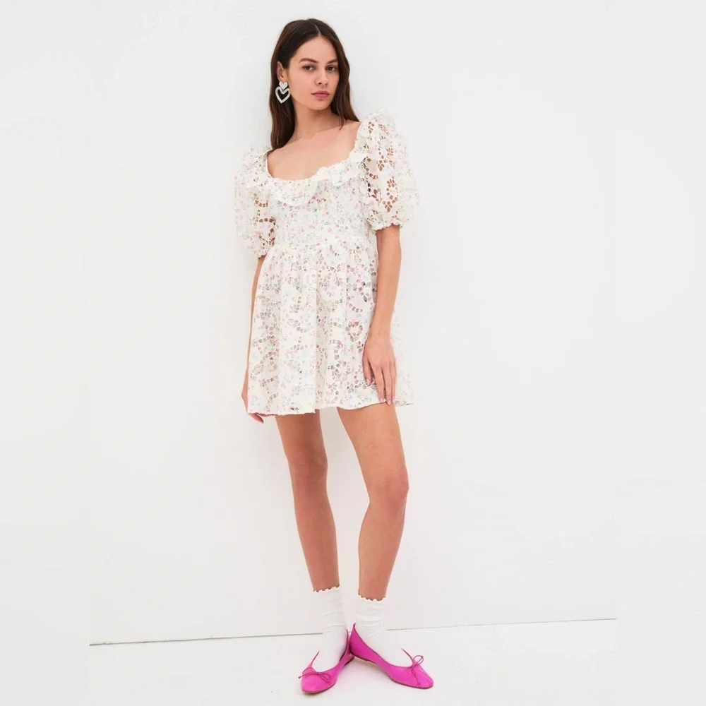 for love and lemons magnolia mini dress For Love And Lemons | Dresses | For Love Lemons Magnolia Floral Puff Sleeve Mini  Dress Xs Nwt